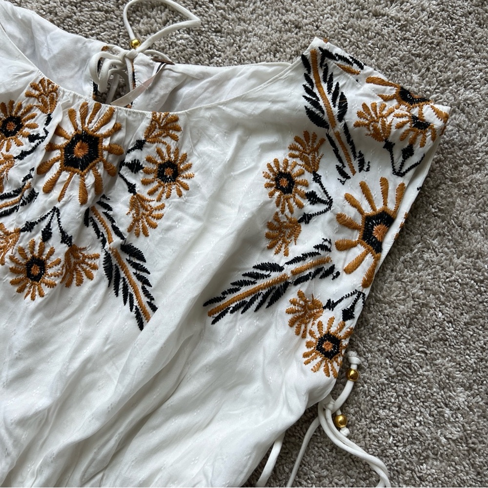 Free People White Embroidered Floral Romper - Picture 5 of 10